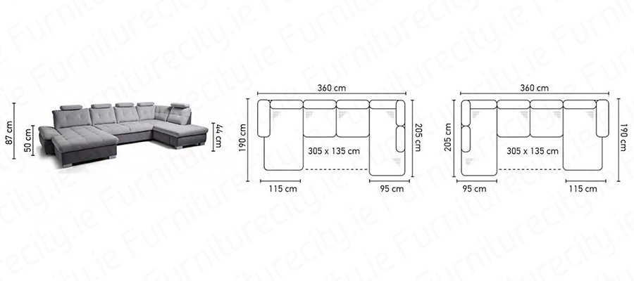 Sofa bed RAMONA U-shape by Furniturecity.ie