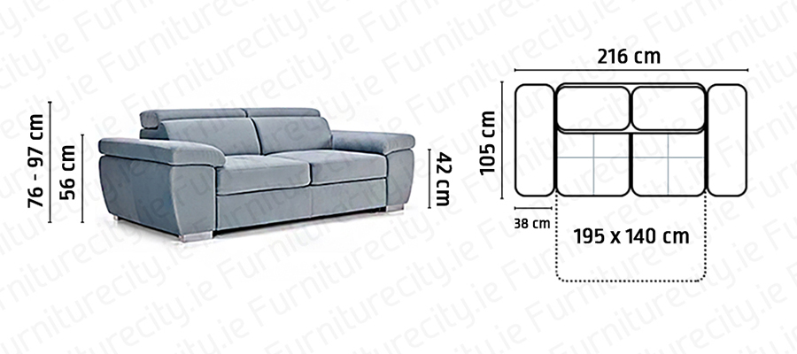 Sofa bed ROSY 3 by Furniturecity.ie