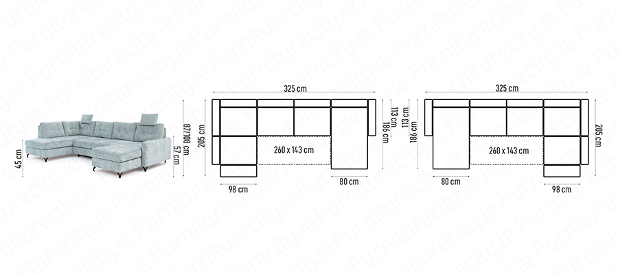 Sofa bed NOVA U-SHAPE by Furniturecity.ie