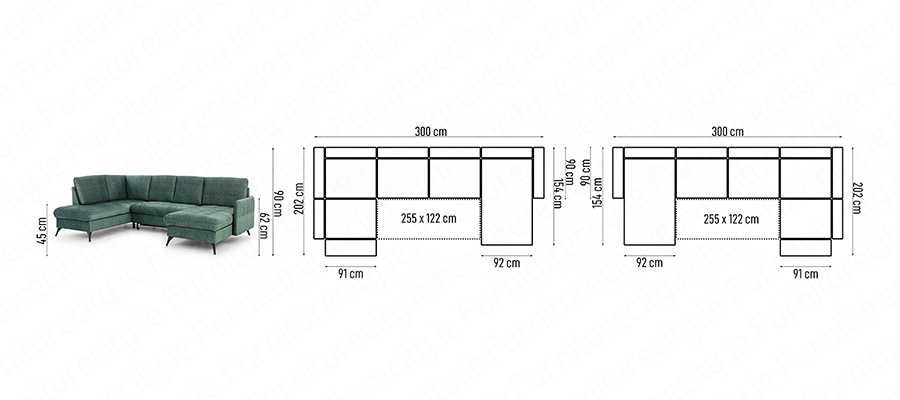 Sofa bed LORI U-SHAPE by Furniturecity.ie